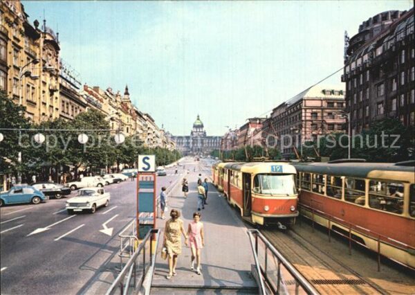 Praha Prahy Prague Wenzelsplatz Strassenbahn