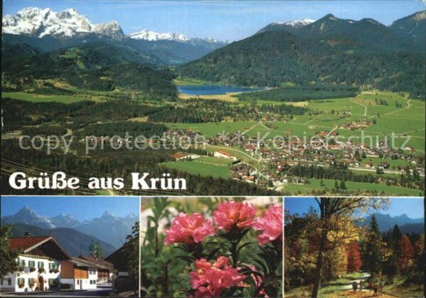 Kruen Fliegeraufnahme mit Zugspitzgruppe Dorf