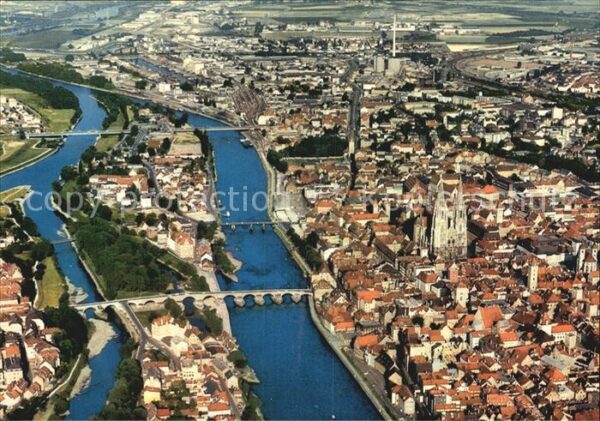 Regensburg Fliegeraufnahme Donaupartie