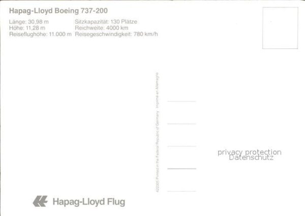 Flugzeuge Zivil Hapag-Lloyd Boeing 737-200 D-AHLD – Bild 2