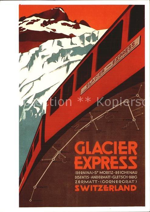 Eisenbahn Glacier-Express Plakat Nikola Ehrenreic