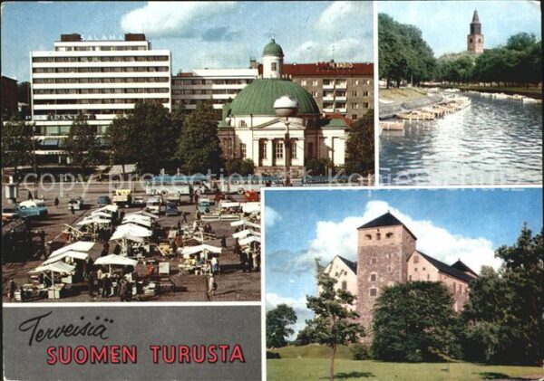 Abo Turku Teilansicht Markt Bootsliegeplatz Schlo