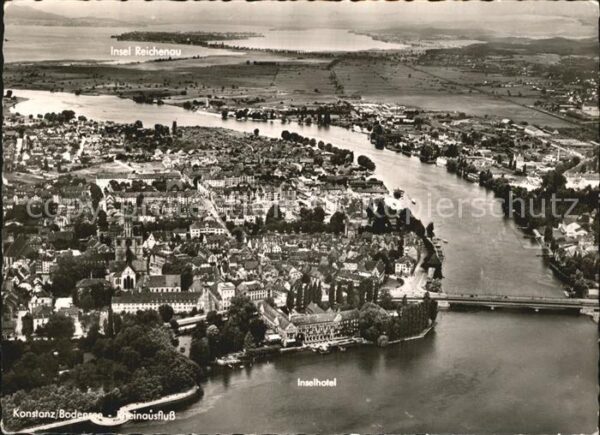 Konstanz Bodensee Rheinausfluss Inselhotel Fliegeraufnahm