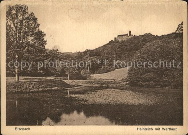 Eisenach Thueringen Hainteich mit Wartburg