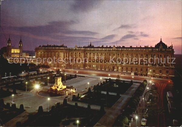 Madrid Spain Plaza de Oriente y Palacio Real nocturn