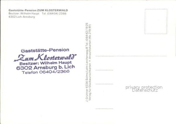 Arnsburg Hessen Gaststätte Pension Zum Klosterwald – Bild 2