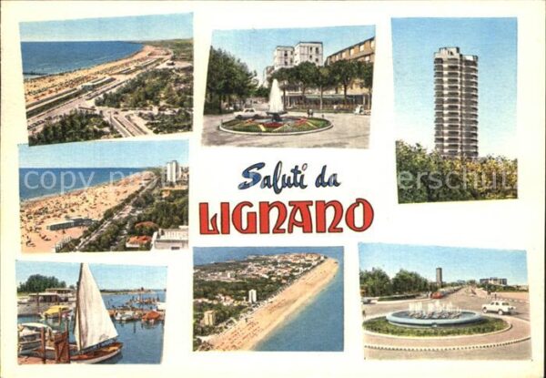 Lignano Teilansichten Strandpartien Hochhaus