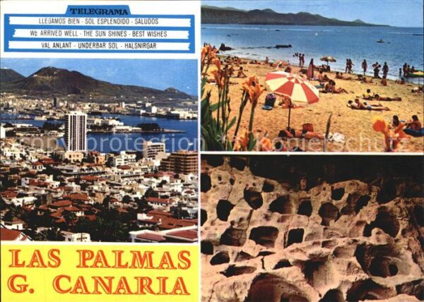 Las Palmas Gran Canaria Panorama Strandpartie Höhlen