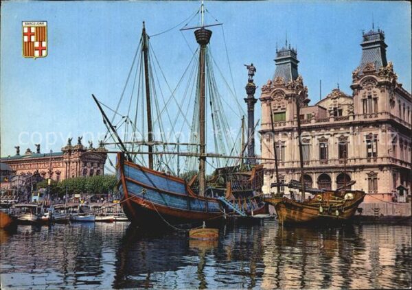 Barcelona Cataluna Hafenpartie Altes Segelschiff
