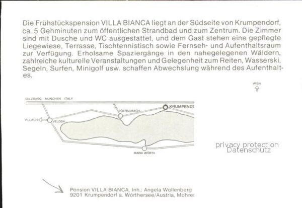 Krumpendorf Woerthersee Frühstückspension Villa Bianca Tischten – Bild 2