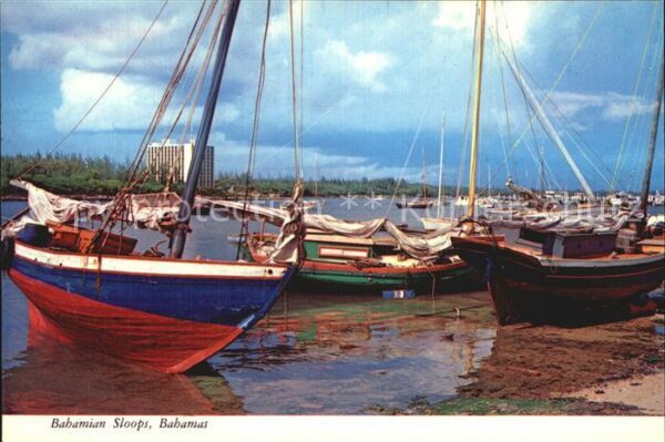 Nassau Bahamas Bahamian sloops dry docked in the nativ