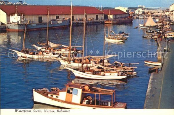 Nassau Bahamas Bahamian work boats docked at waterfron