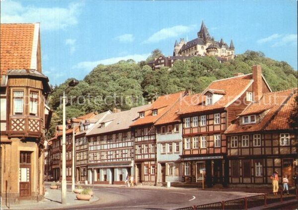 Wernigerode Harz Schöne Ecke Fachwerkhäuser Blick zum Fe