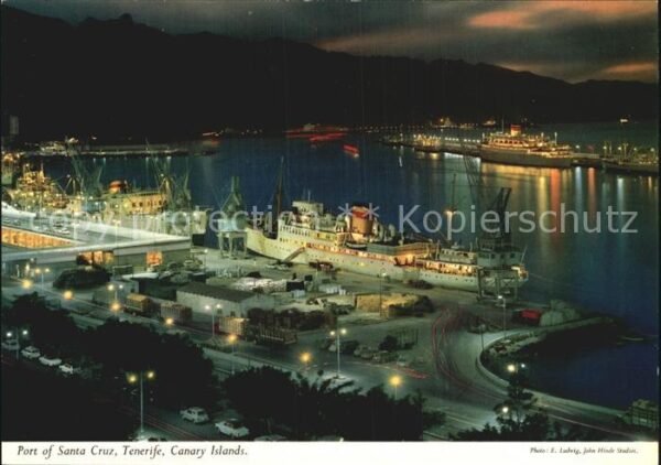 Santa Cruz de Tenerife Puerto vista nocturna Hafen Dampfer Nac