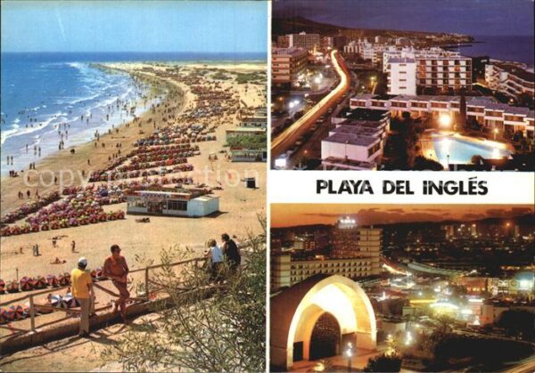 Playa del Ingles Strand Hotels Nachtaufnahme Pavillon Mo