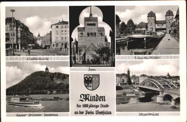 Minden Westfalen Kaisr Wilhelm Denkmal Weserbrücke Schac