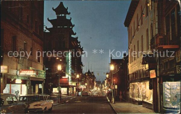 San Francisco California Chinatown Nachtaufnahme