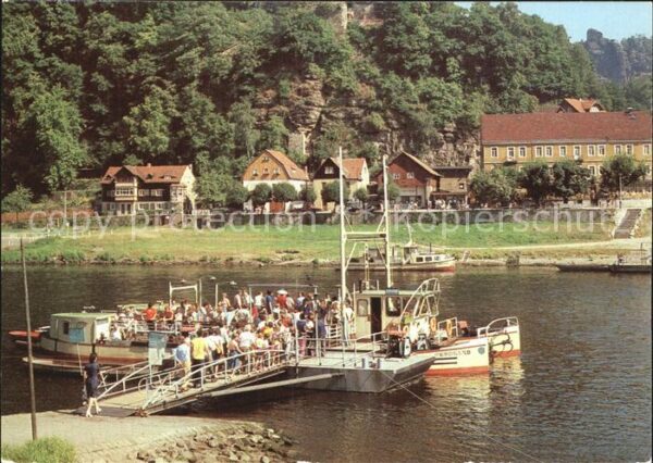 Rathen Saechsische Schweiz Seilfähre Elbe