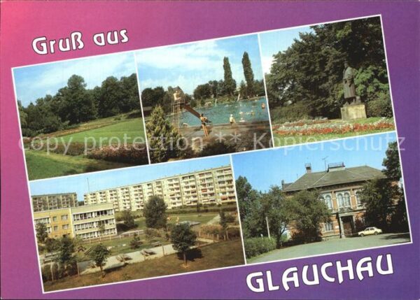 Glauchau Rosarium Freibad Agricola Denkmal Alte