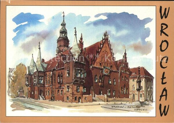 Wroclaw Bürgerhäuser Rathaus Künstlerkarte