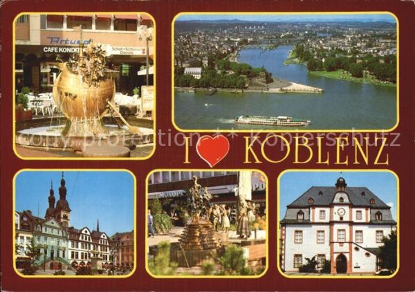 Koblenz Rhein Panorama Rathaus Brunnen Denkmal
