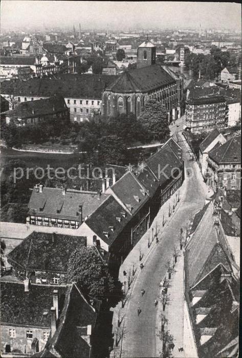 Breslau Niederschlesien Blick von den Domtürmen zur Sandinsel u