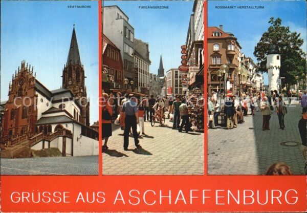Aschaffenburg Main Stiftskirche Fußgängerzone Rossmarkt He