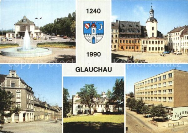 Glauchau Bahnhof Markt mit  Rathaus Schloss Ford