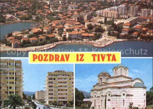 Tivat Fliegeraufnahme mit Strand