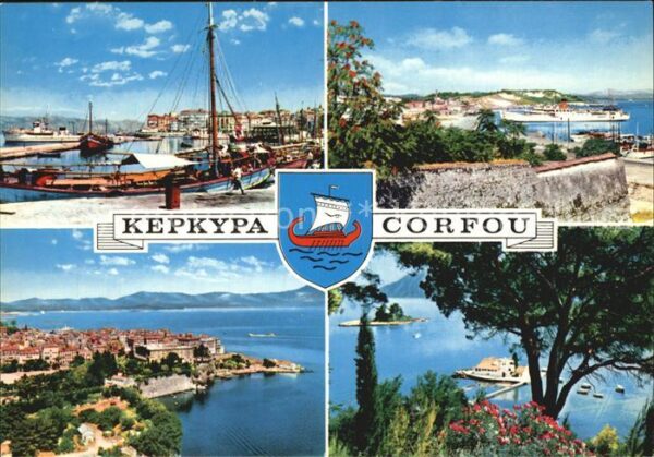 Korfu Corfu Hafen Fliegeraufnahme Insel