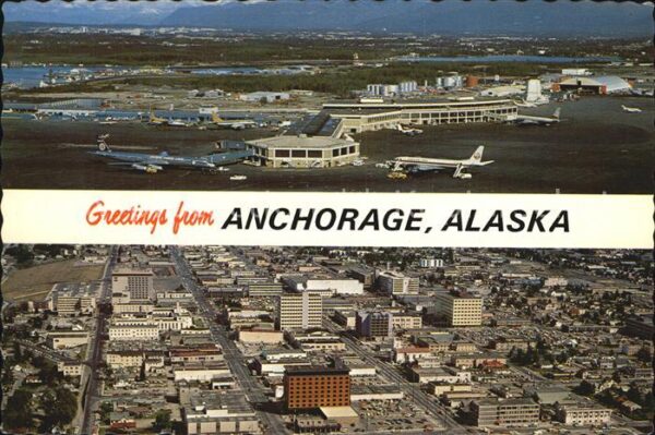 Anchorage Fliegeraufnahme mit Flughafen