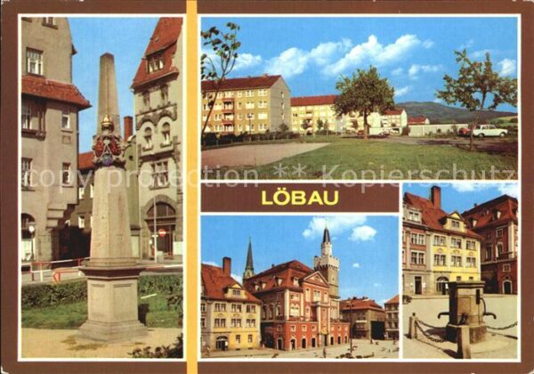 Loebau Sachsen Postmeilensäule Rathaus Platz der Befre