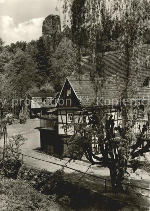 Rathen Saechsische Schweiz Alte Mühle und Talwächter