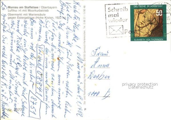 Murnau Staffelsee Obermarkt mit Mariensäule gegen Esterge – Bild 2