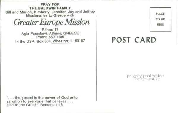 Missionen Baldwin Family Missionaries to Greece G – Bild 2