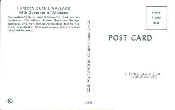 Politiker Lurleen Burns Wallace 48th Governor of – Bild 2