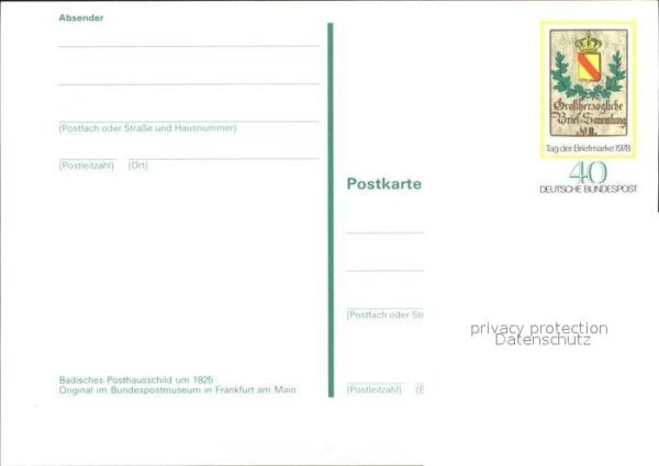 Briefmarken auf Postkarte Badisches Posthausschild um 1825 – Bild 2