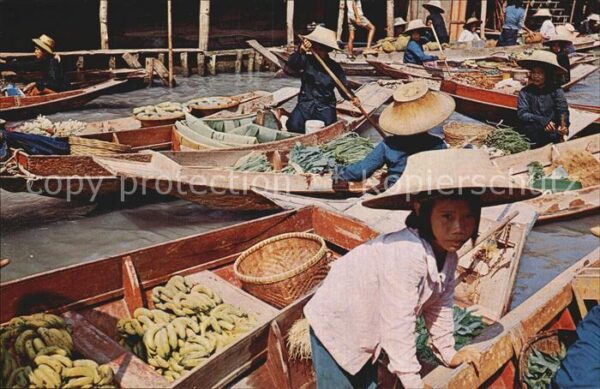 Thailand Dhonburi Wat Sai Bootsmarkt