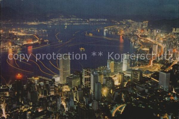 Hong Kong Victoria Bay Nachtaufnahme