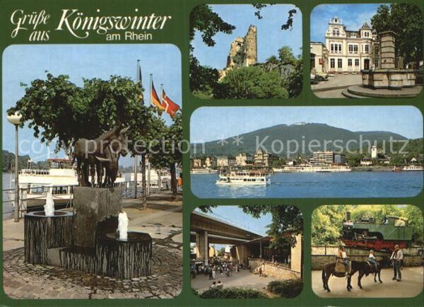 Koenigswinter Drachenfels vm Rhein gesehen Reiter Bru