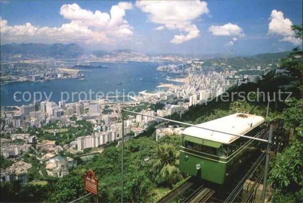 Hong Kong Panorama mit Berbgahn auf Kowloon