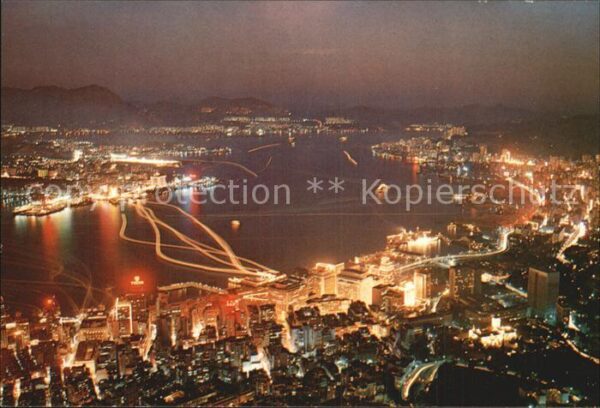 Hong Kong Fliegeraufnahme bei Nacht