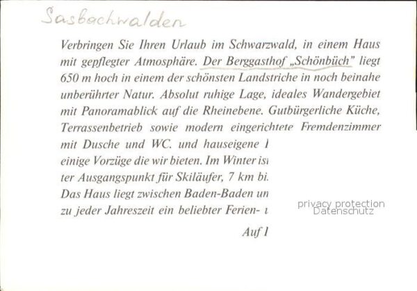 Sasbachwalden Berggasthof Schönbüch – Bild 2
