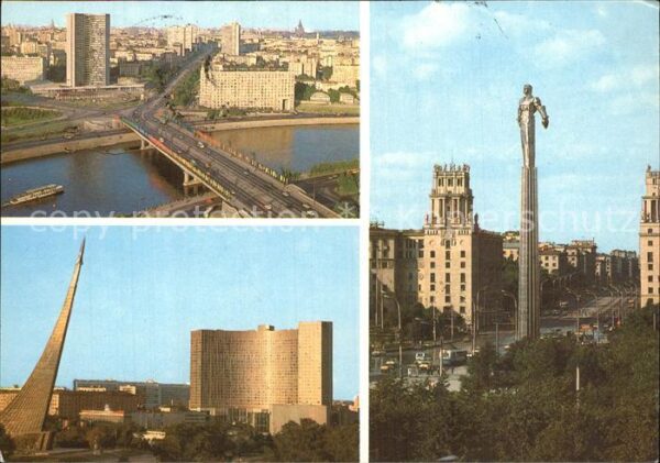 Moscow Moskva Kalinin-Brücke Obelisk Hotel Kosmos