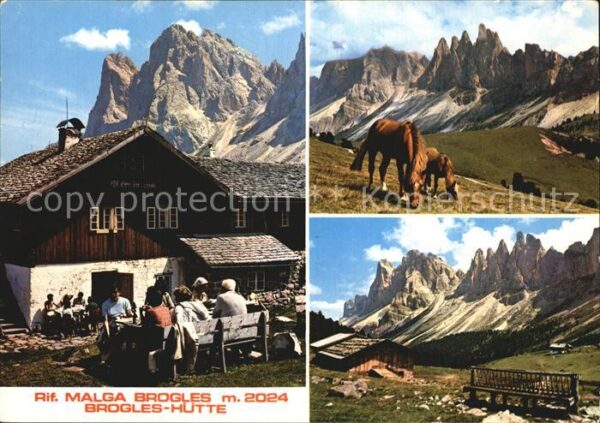 Brogleshuette Rifugio Malga Brogles Pferde Almhütte Panorama