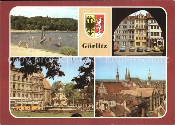 Goerlitz Sachsen Volksbad Häuser der Zeile Zierbrunnen P