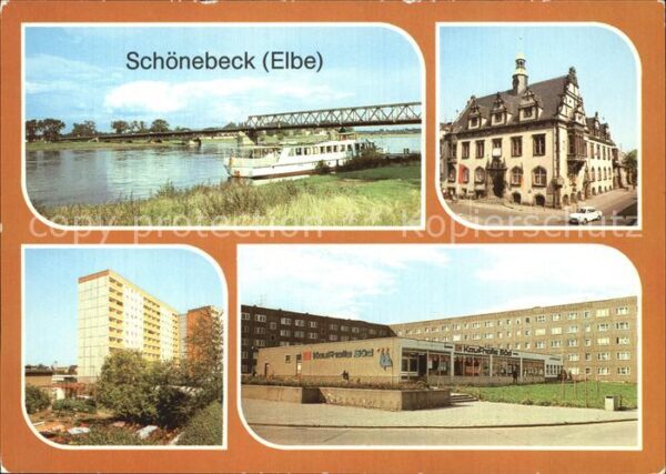 Schoenebeck Elbe Ernst Thälmann Brücke Rathaus Kaufhalle