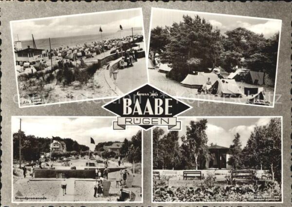 Baabe Ostseebad Ruegen Strand Zeltplatz Promenade Musikpavillo