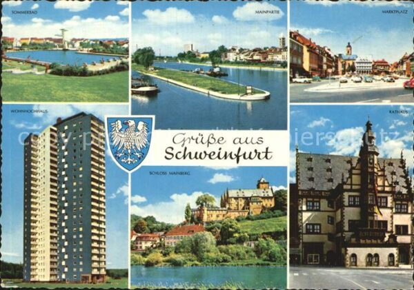 Schweinfurt sommerbad Mainpartie Marktplatz Hochhau