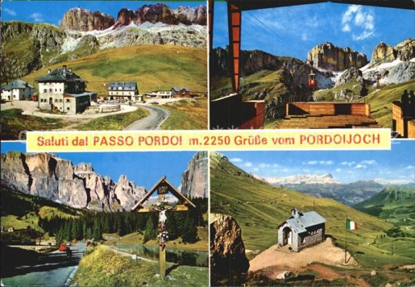 Passo Pordoi Teilansichten Seilbahn Wegekreuz Kapell